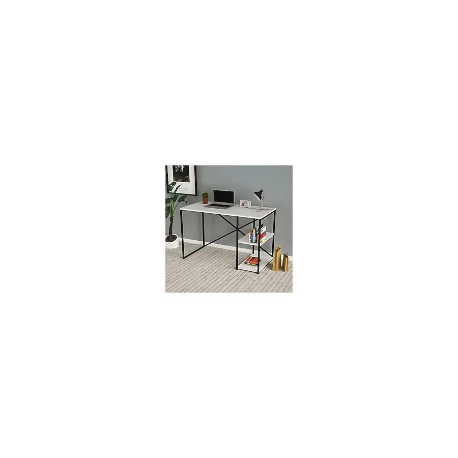 Cosargroup Çalışma Masası Kitaplıklı Metal Bilgisayar Laptop Ofis Masası - Y: 80 cm D: 50 cm G: 90 cm - Beyaz