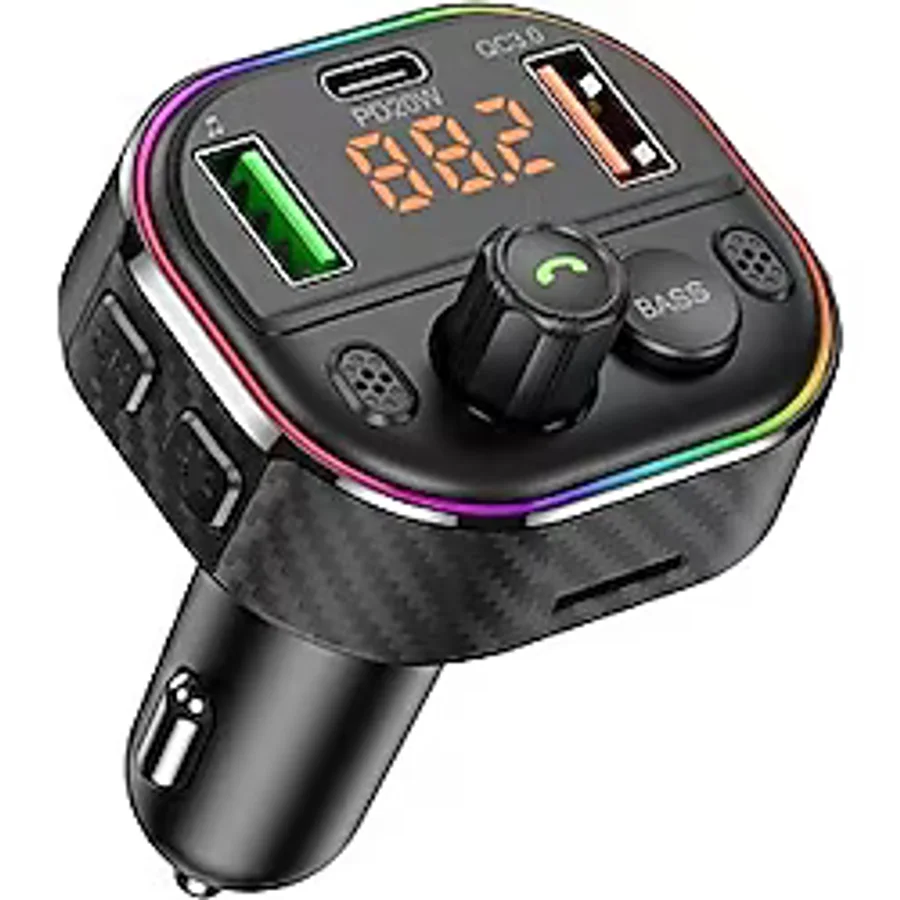 Cosmostech Car T86M Araç Fm Transmitter 5.0 Bluetooth Araç Kiti Hızlı 20W Şarj Qc3.0 Çift USB Mp3 Sd Kart Çakmaklık Girişli Oto Müzik Çalar