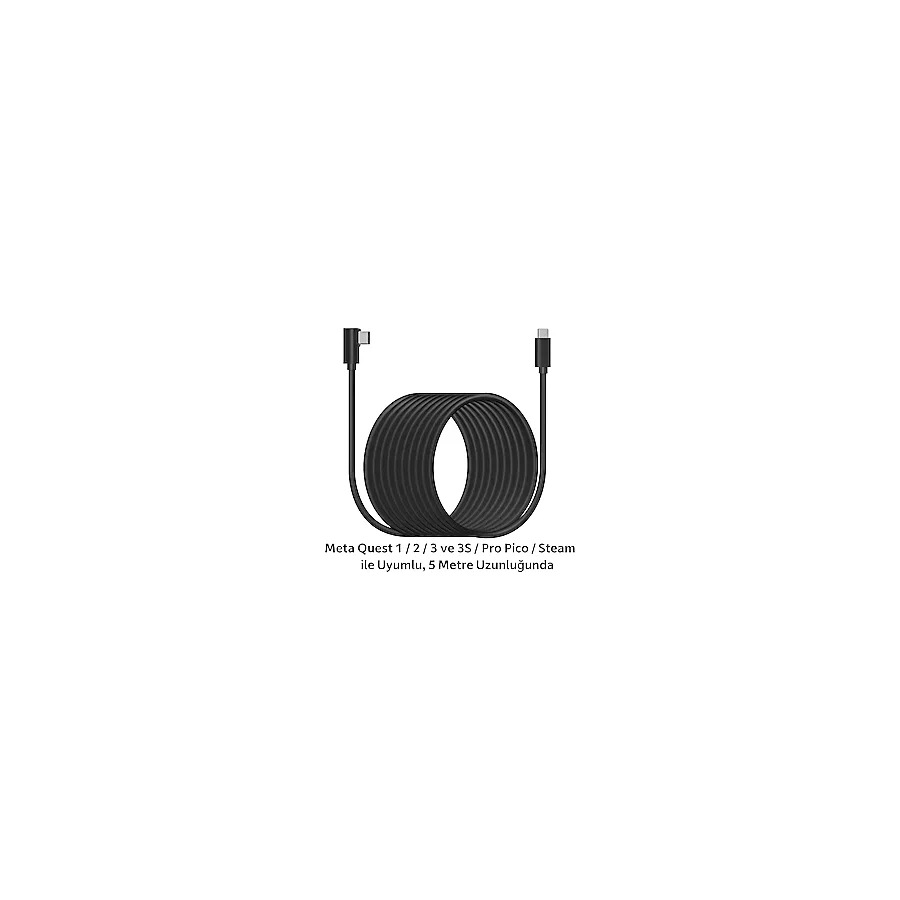Cosmostech Link Cable Kablosu 5 Metre - Pcvr Uyumlu Type-C To Type-C Kablo Meta Quest 3 / 3s / Quest 2 / Pro / Pico 4 / Steamvr Yüksek Hızlı PC Veri Aktarım Kablosu