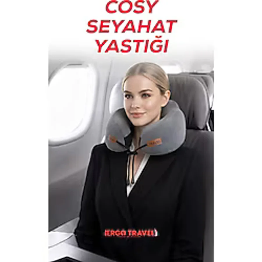 Cosy Ortopedik Seyahat Yastığı Visco Boyun Destekli Seyahat Yastığı - Gri Ergo Travel