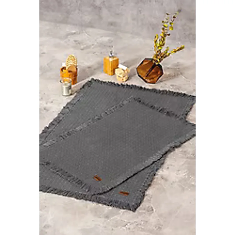 Cotton Box 2'li Antrasit Banyo Rug Seti 75x125 60x90