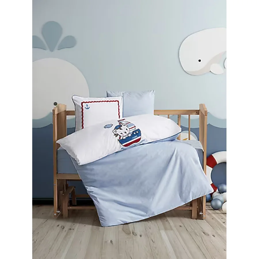 Cotton Box Punch Nakışlı Miniyo Mavi Bebek Nevresim Takımı