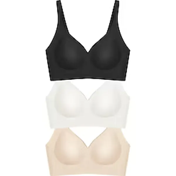 Cottonhill Seamless Bra - Slight Lazer Kesim Dikişsiz Dilim Detaylı Balensiz Kadın Sütyen 3'lü Paket