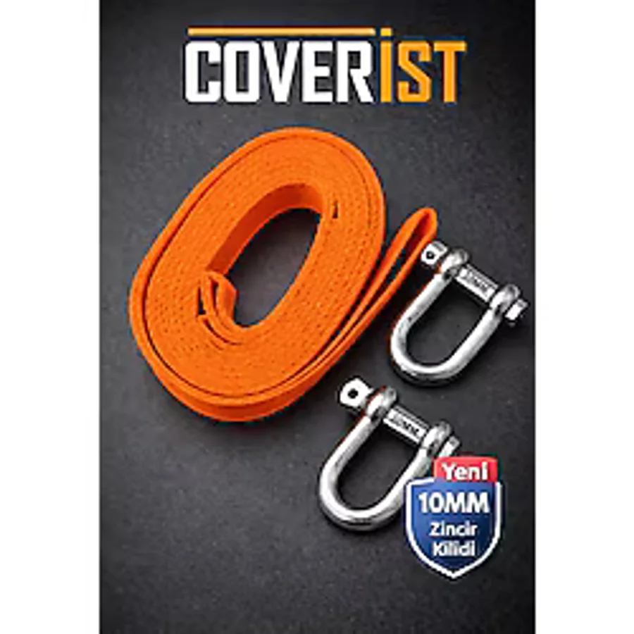 COVERİST Araç Çekme Halatı 10mm Çelik Uçlu 3 Metre Turuncu Halat 2.5 Tona Kadar