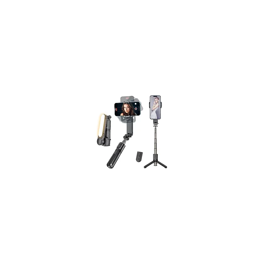 Coverzone Akıllı Telefonlar İçin Gimbal Stabilizator Işıklı 360 Derece Video Kaydı Sabitleyici L09mini