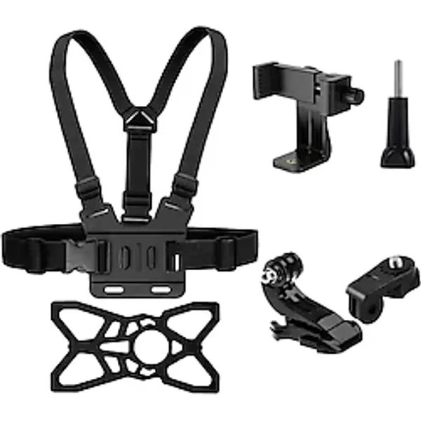 Coverzone Aksiyon Kamera ve Telefon Tutucu Göğüs Askısı, 5 Parça, Gezi Seyahat ve Sürüşlerde Kullanmak için Insta360 X3, X2, X4, X5, ONE RS, GO 3, One X, Evo ile Uyumlu