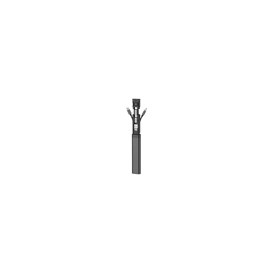 Coverzone Cable Stick 9'u 1 Arada Temel Seyahat Şarj ve Veri Senkronizasyon Kablo Çubuğu Cep Telefonları için Düzenleyici Kit - Siyah - 516B