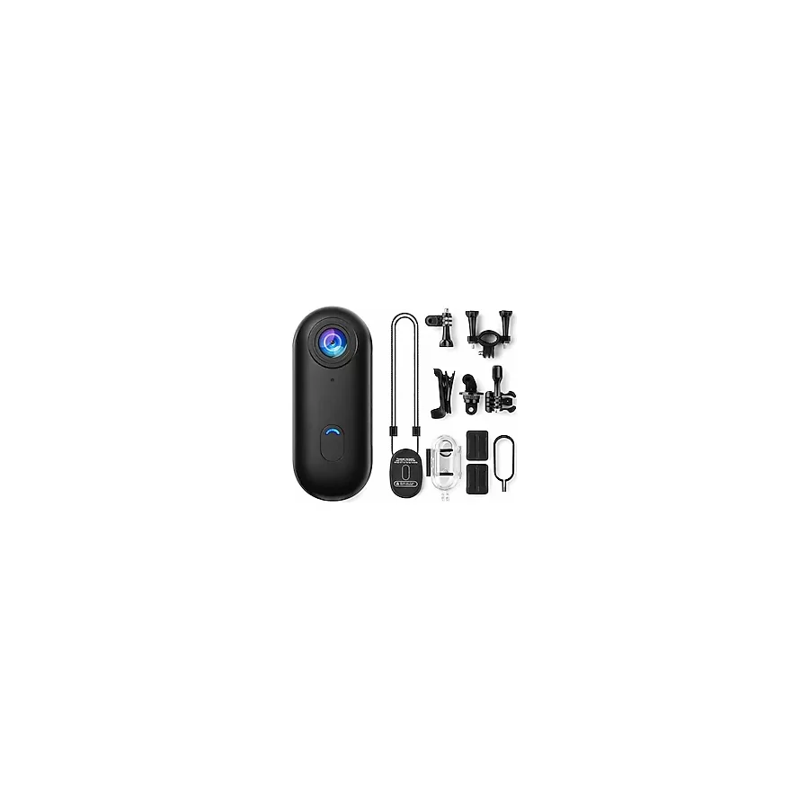 Coverzone Göğüse Takılabilir Mıknatıslı Kolyeli 1080P Mini Geniş Açı Aksiyon Kamera / Hafif ve Kompakt Tasarım / Spor, Koşu, Outdoor, Günlük Kullanım İçin Pov Kayıt Kamerası- Kask Kamera (Siyah)