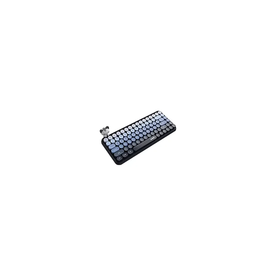 Coverzone Kablosuz Bluetooth Retro Sessiz Klavye - Yuvarlak Tuşlu, Kedi Süs Aksesuarı, 84 Tuşlu, Taşınabilir, Akıllı Uyku Modu, Ergonomik Tasarım, Tablet Telefon Uyumlu, AJAZZ AJ308i Mavi
