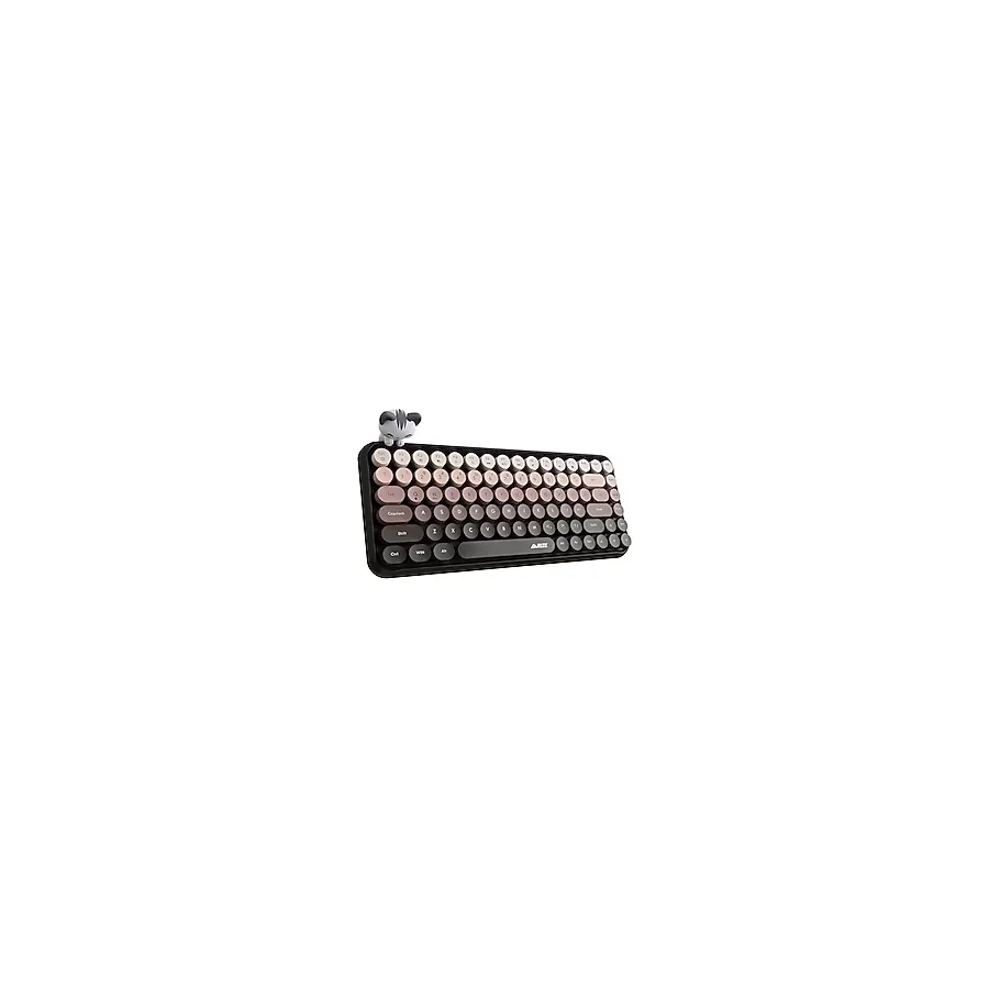 Coverzone Kablosuz Bluetooth Retro Sessiz Klavye - Yuvarlak Tuşlu, Kedi Süs Aksesuarı, 84 Tuşlu, Taşınabilir, Akıllı Uyku Modu, Ergonomik Tasarım, Tablet Telefon Uyumlu, AJAZZ AJ308i Kahverengi