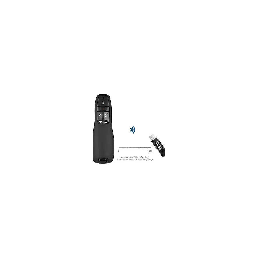 Coverzone Kablosuz Lazer Sunum Kumandası USB Alıcılı 2,4 GHz Powerpoint Sunumu Ppt Flip Pen Pointer Clicker Presenter Dahili Alıcı Kırmızı Işık Uzaktan Kumanda