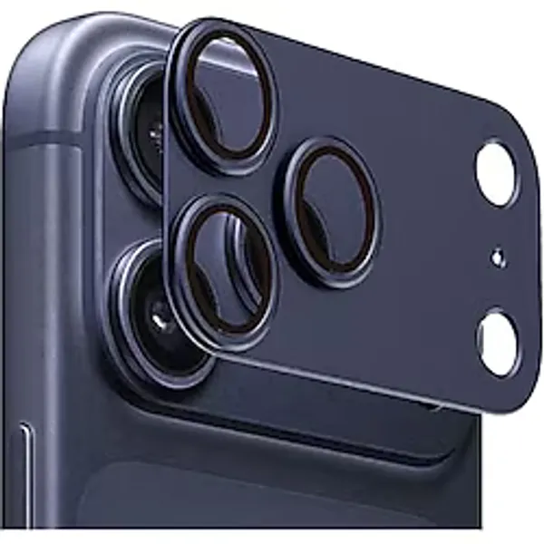 Coverzone Kamera Lens Koruyucu için iPhone 17 Pro ile uyumlu 6.9 Inç, Tam Kapsamlı 9H Temperli Cam Halkalı Kapak, Metal Görünümlü1 Paket (Lacivert, iPhone 17 Pro)