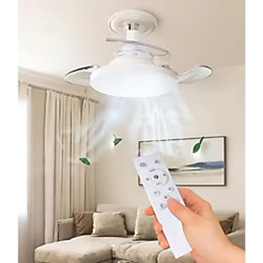 CoverZone LED Vantilatör Işıklı Tavan Fanı - 35W, 3000K-5500K Renk Sıcaklık Ayarı, Uzaktan Kumanda, Zamanlayıcı, Lamba Çapı 25.5cm, Modern Tasarım, Iç Mekan Kullanımı İçin (FAN245 - Beyaz)