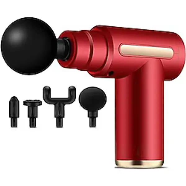 Coverzone Masaj Aleti 1800mAh Batarya Derin Doku Kas Masaj Tabancası Masajı 30W Type-C Hızlı Şarj Girişli 4 Farklı Massage Başlıklı KH-850 - Kırmızı (KH-850 - Kırmızı)