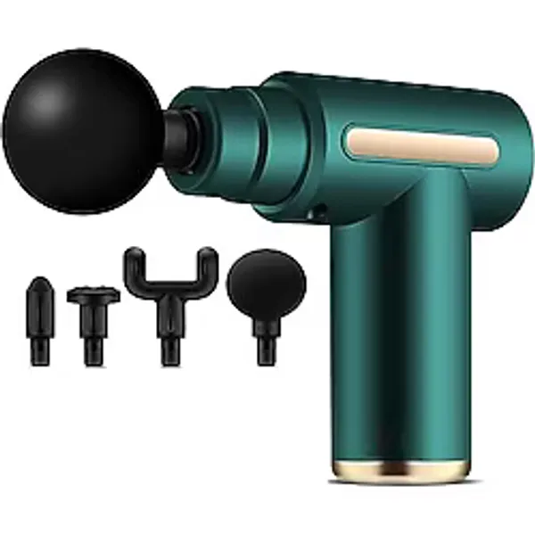 Coverzone Masaj Aleti 1800mAh Batarya Derin Doku Kas Masaj Tabancası Masajı 30W Type-C Hızlı Şarj Girişli 4 Farklı Massage Başlıklı KH-850 - Yeşil (KH850 - Yeşil)