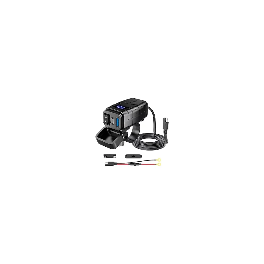 Coverzone Motosiklet Hızlı Şarj Cihazı 12V-24V Su Geçirmez Çift USB Type-C PD Hızlı Şarj Portu Gidon Bağlantılı Telefon Tablet Şarj Adaptörü, Motosiklet, Bisiklet, Atv, Tekne, Motor Aksesuarı MT4
