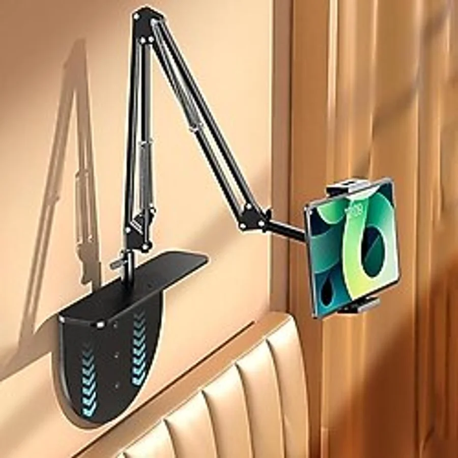 Coverzone Profesyonel 75cm Kol Uzunluğu Koltuk Yatak veya Masa Montaj Tablet Tutucu Açısı Ayarlanabilir 360 Derece Dönebilen Kol Ve Alüminyum Gövde Siyah Renk TY09