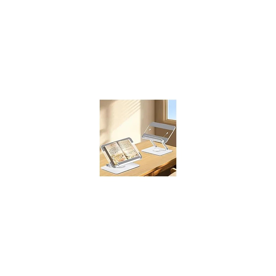 Coverzone Tablet ve Kitap Okuma Standı - 360° Döner Ayarlanabilir Katlanabilir Masaüstü Tutucu, Ergonomik Tasarım, Sağlam Alüminyum Alaşım, Ev ve Ofis Kullanımı İçin Evrensel Tablet Desteği L111
