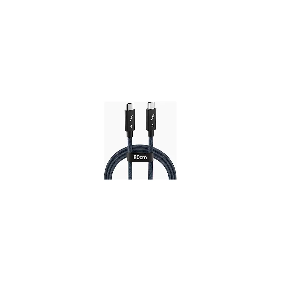 Coverzone Thunderbolt Type-C to Type-C Kablo 80 cm, Örgülü USB-C Veri ve Şarj Kablosu, Dizüstü Bilgisayar Tablet Telefon Monitör Dock İstasyonu ile Uyumlu Dayanıklı Kablo ZR949