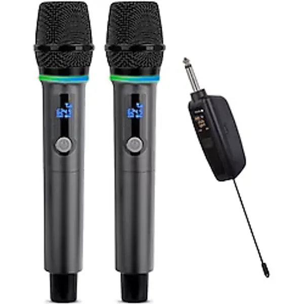 CoverZone Wn-08 Rgb Işıklı Uhf Kablosuz Mikrofon Seti - Çift El Mikrofonu ve Alıcı, Düşük Gecikmeli Dijital Ses, 50M Mesafe, Sahne Karaoke Sunum Canlı Yayın İçin