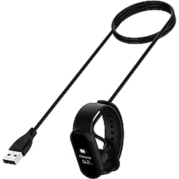 Coverzone Xiaomi Mi Band 5 İle Uyumlu Giyilebilir Akıllı Saat Şarj Kablosu Manyetik (Mi Band 5/6 / 7 / Amazfit Band 5 İle Uyumlu) USB Şarj Aleti (Siyah)