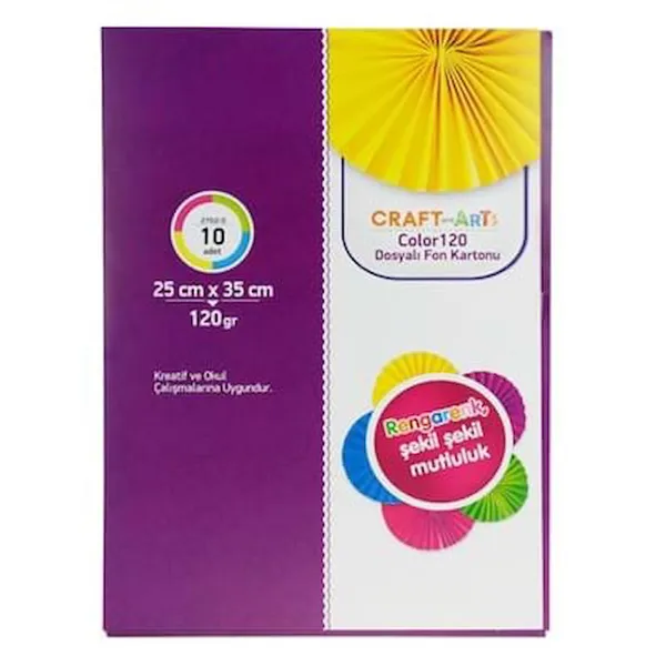 Craft And Arts 25X35cm 120Gr Dosyali Fon Kartonu 10 Renk