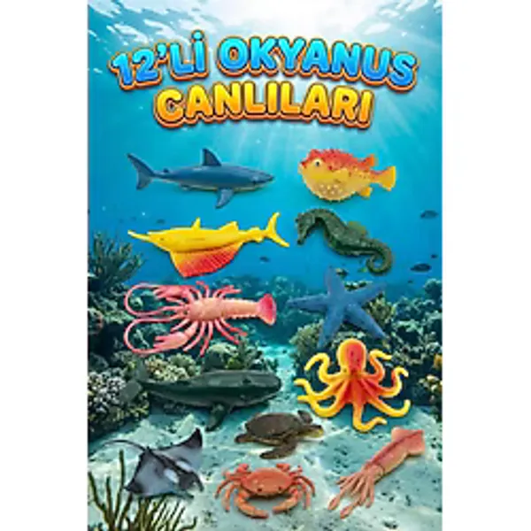 Craftivio 2'li Okyanus Deniz Canlıları Figür Seti Mini Boy / Eğitici Hayvan Oyuncakları / Banyo Oyuncakları Hayvanlar