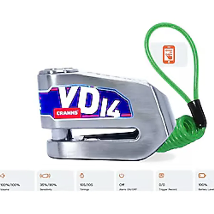 Cranns VD14 Alarmlı Motosiklet Disk Kilidi BLUETOOTHLU