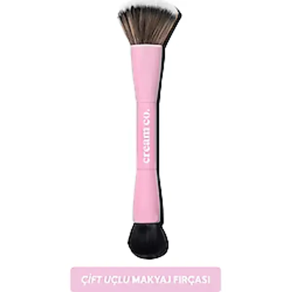 Cream Co. Çift Taraflı Makyaj Fırçası Dual-Ended Allık Kontür Fondöten Kapatıcı Çok Amaçlı Makeup Brush