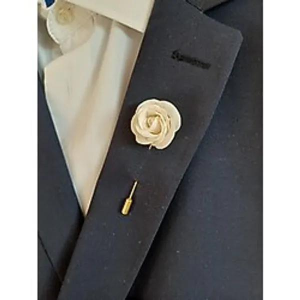 CREATİVESHOP Beyaz Gül Damat Sağdıç Yaka İğnesi, Damat Yaka Çiçeği, Düğün Aksesuarları, Yaka İğnesi