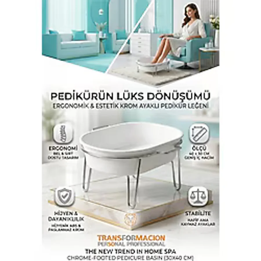 Creatividad Solutions Krom Ayaklı Pedikür Leğeni Beyaz G.gibeau Design