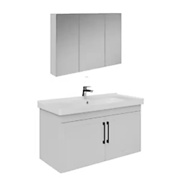 Creavit D20 Kapaklı Lavabo Dolabı Dolaplı Ayna Takımı Beyaz Lake 100 cm