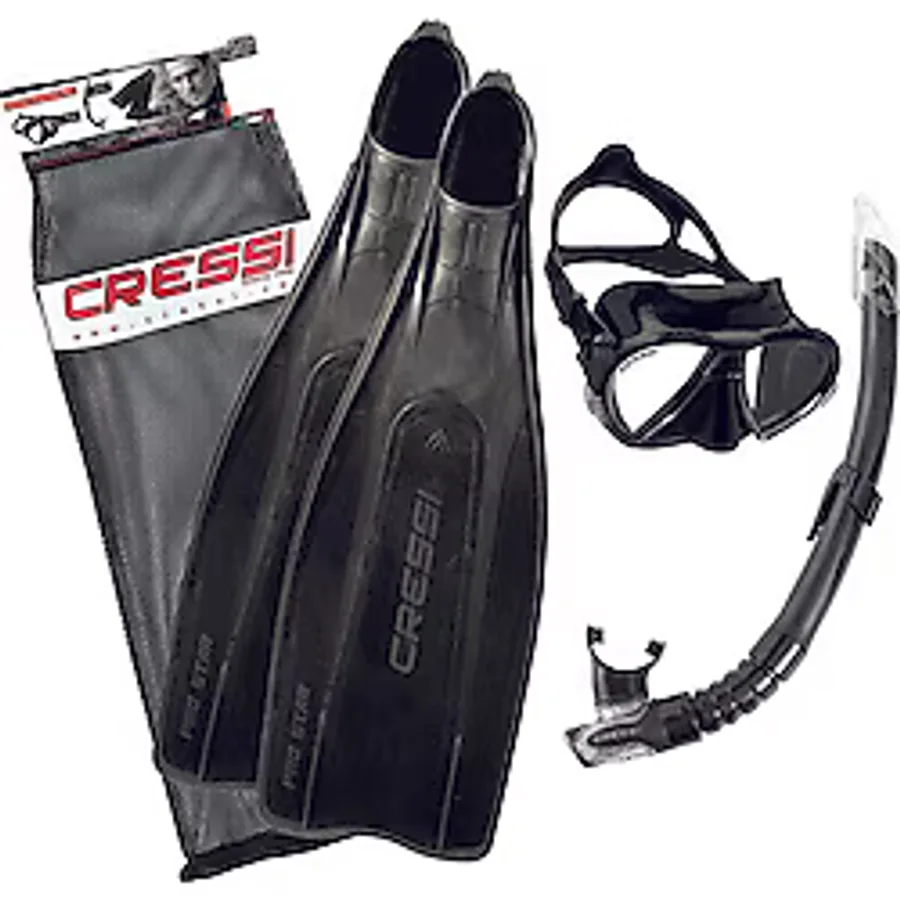 Cressi Pro Star Palet Maske Şnorkel Seti Black-No:43-44 - Siyah - Siyah - Ürün İsminde Yazmaktadır - Standart