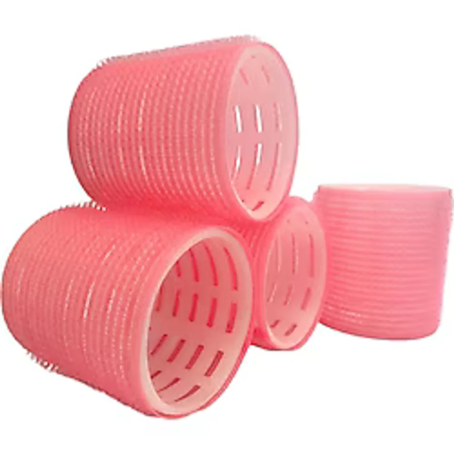 Croc 4Lü Büyük Boy Plastik Bigudi Pembe Cb23 - Cırtlı Yapışkanlı Saç Bigudisi