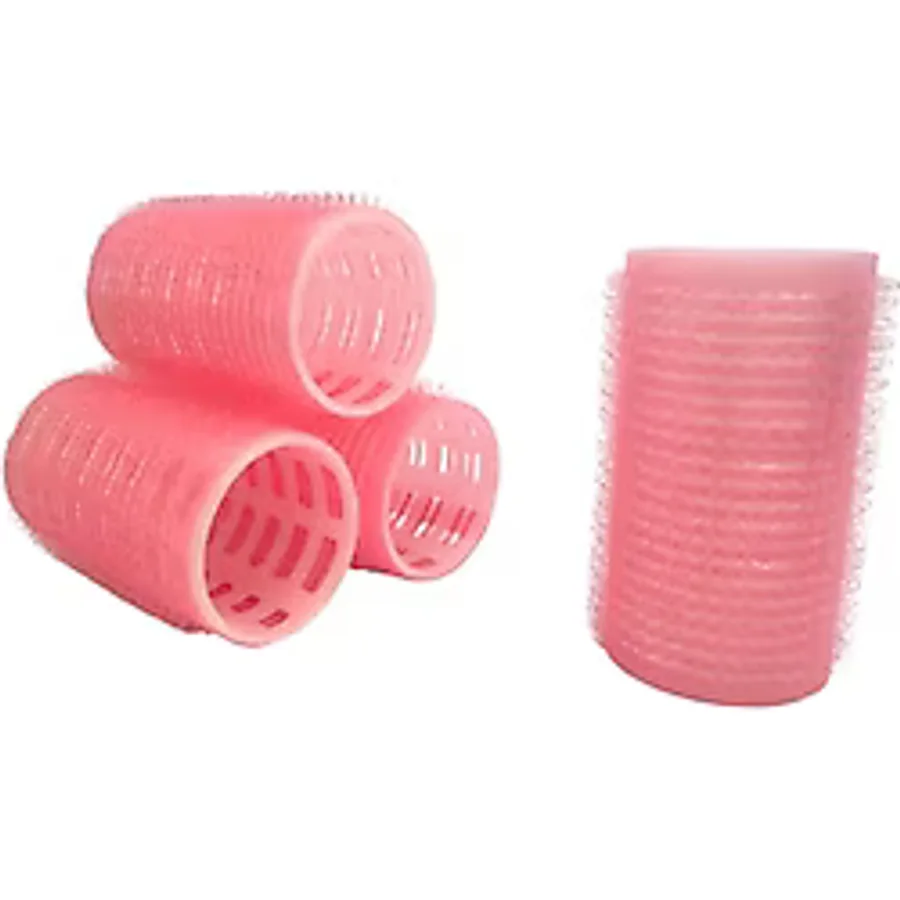 Croc 4Lü Küçük Boy Plastik Bigudi Pembe Cb21 - Cırtlı Yapışkanlı Saç Bigudisi