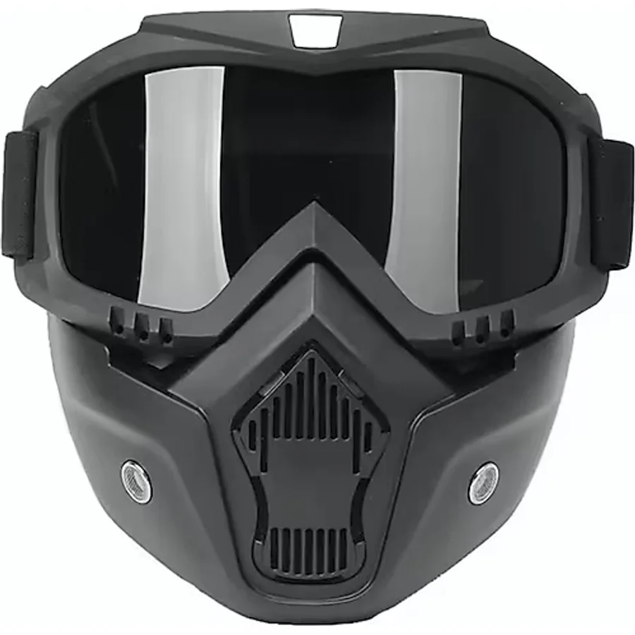 Cross Motosiklet Bisiklet Gözlüğü Açık Kask Maskesi Süngerli Bant Lastikli Jet Maske Siyah Camlı