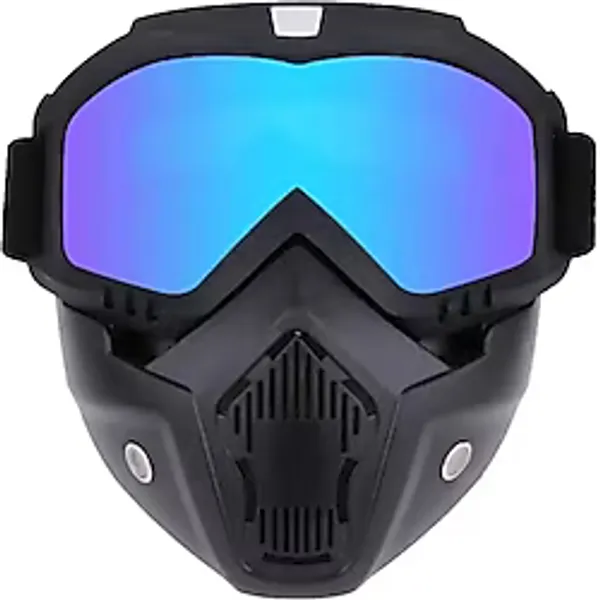Cross Motosiklet Bisiklet Gözlüğü Açık Kask Maskesi Süngerli Bant Lastikli Jet Maske - Siyah