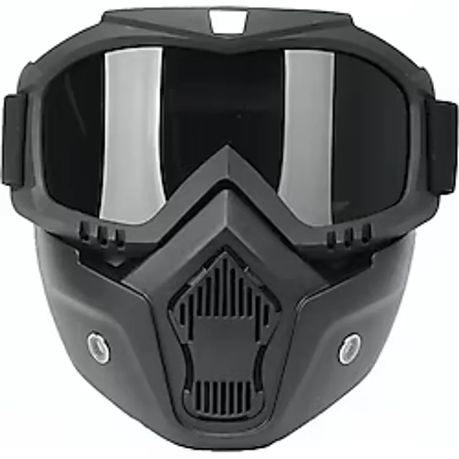 Cross Motosiklet Bisiklet Gözlüğü Açık Kask Maskesi Süngerli Bant Lastikli Jet Maske Siyah Camlı