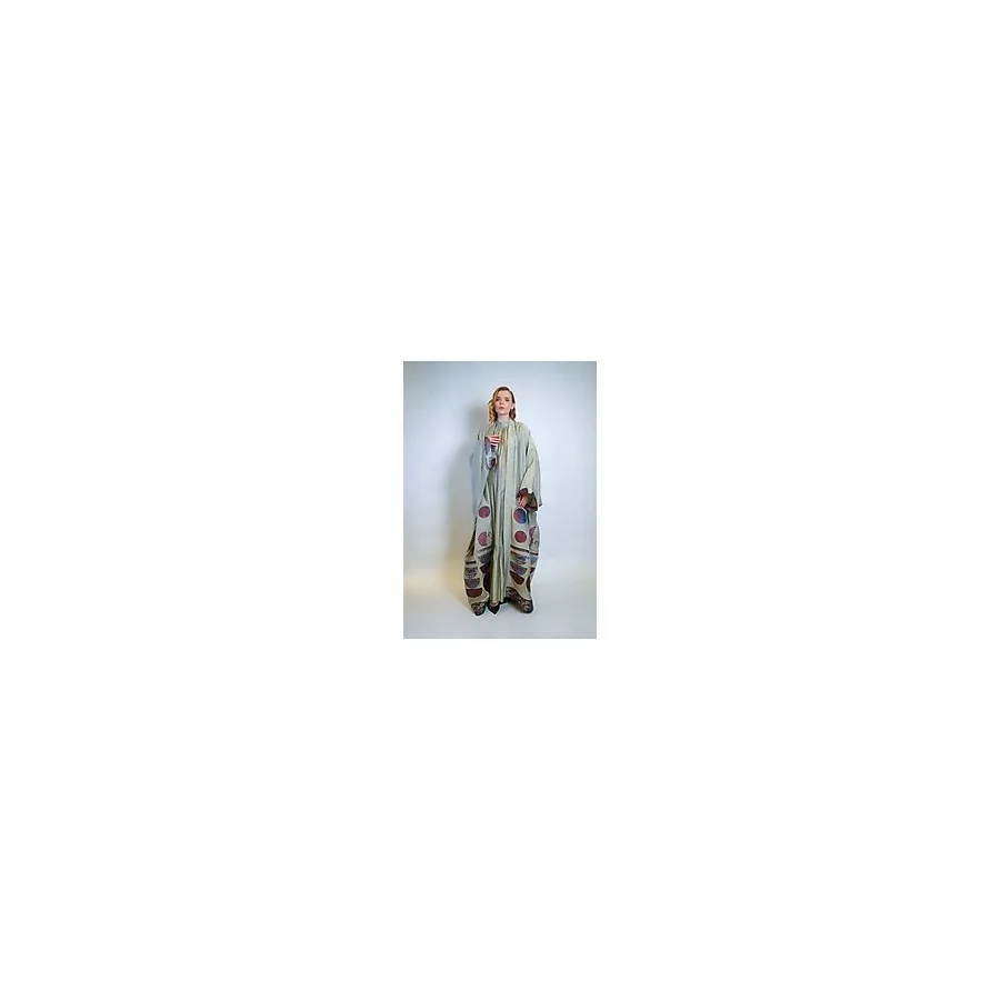 Crystalia Ikili Abaya Takım Krep Kumaş - Bej - 40