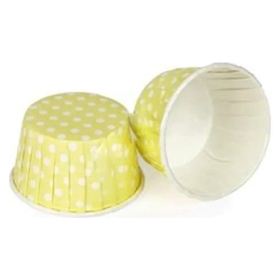 Cupcake Kalıbı Küçük Boy 44x35 Mm (50 Adet) Puantiyeli Sarı