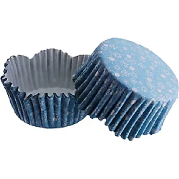 Cupcake Kalıbı Pet Kapsül Kar Desenli Mavi Dalgalı Kek Kalıbı 65X38 MM (100 Adet)