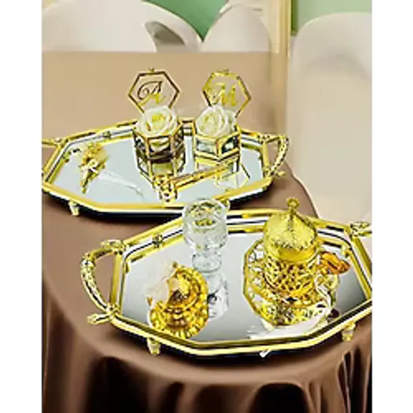 Cyzhome Infinity Gold Şık Söz Nişan Tepsisi Çok Renkli