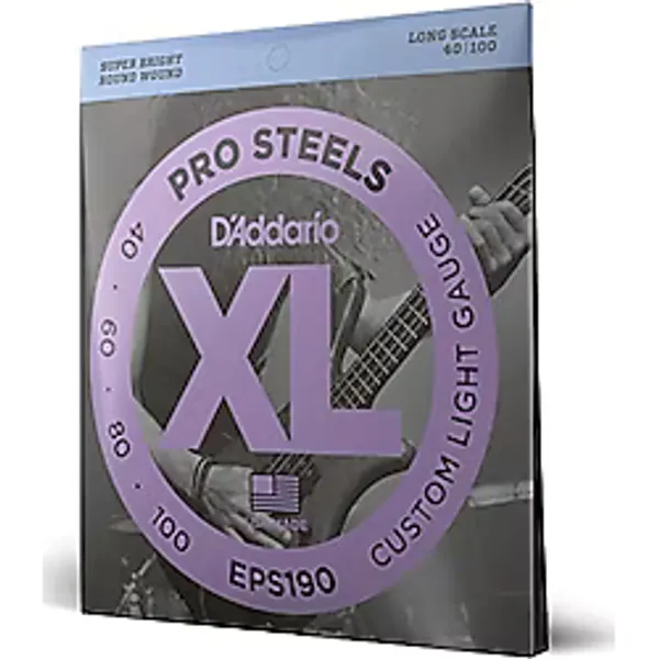 D'Addario XL ProSteels Bas Gitar Telleri - EPS190 - Uzun Ölçekli - Özel Hafif, 40-100