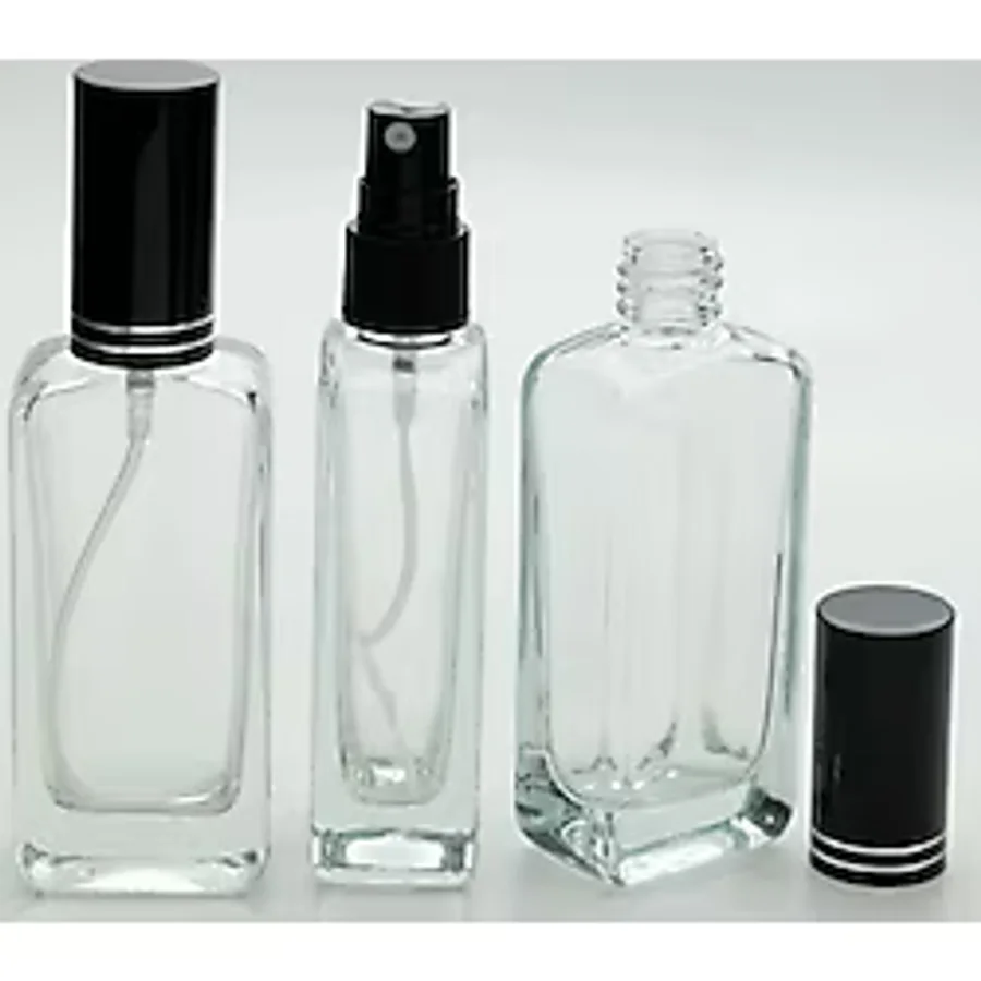D&B Yol Boş Parfüm Şişesi 50 Ml (10 Adet) Siyah Kapak Plastik Valf Iphone (Tekrar Doldurulabilir) Boş Şişe