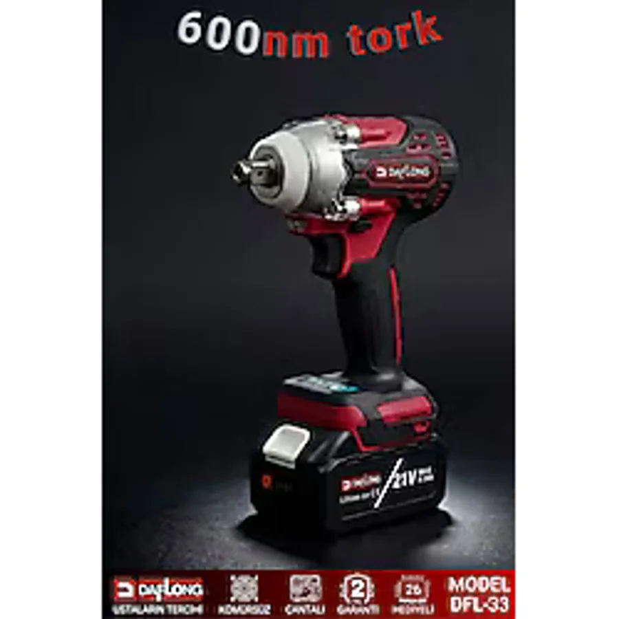 Daflong 21V Kömürsüz 600Nm Torklu Şarjlı 1/2 Somun Sıkma Dfl-33