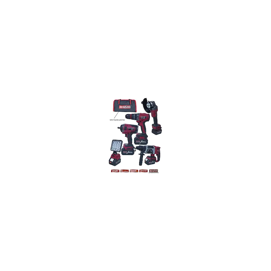 Daflong 5'Li Usta Seti 130Nm Matkap+1600Nm Somun S.+6 Kademe Devir Ayarlı Spiral-Hilti-Fener Dfl-281