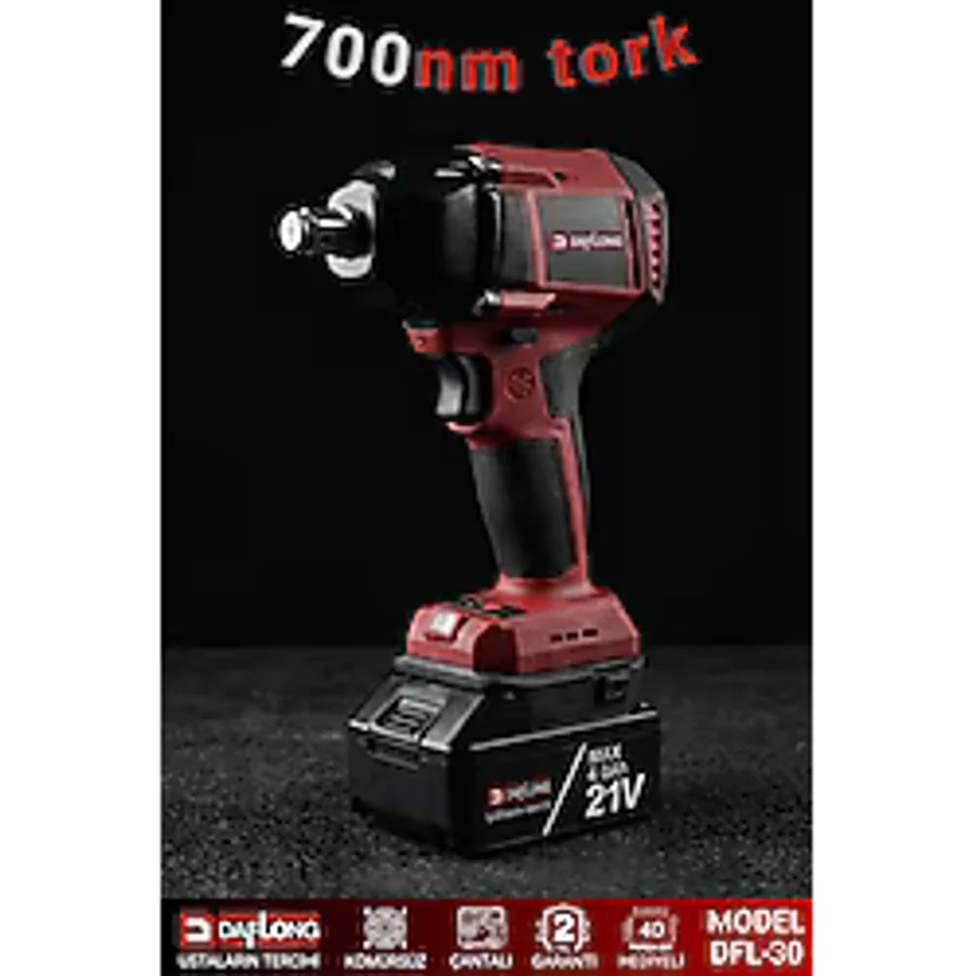 Daflong Pro Dijital Ekranlı Dijital Ayarlanabilir Devir Güçlü 700Nm Torklu Şarjlı Somun Sökme Dfl-30