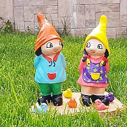Dafniart 2 Li Balkon Bahçe Cücesi 24 cm Mavi,Sarı,Turuncu,Kırmızı,Fuşya Pembe Mavi Şapkalı Çift 24 cm