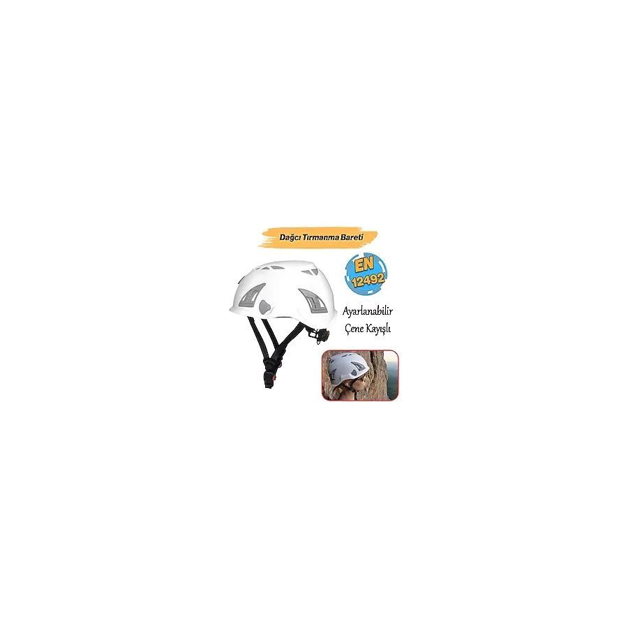 Dağcı Tırmanma Bareti Baş Koruyucu Kask Şapka Ce En12492 Standartlarına Uygun 51-62 Cm Ayarlanabilir