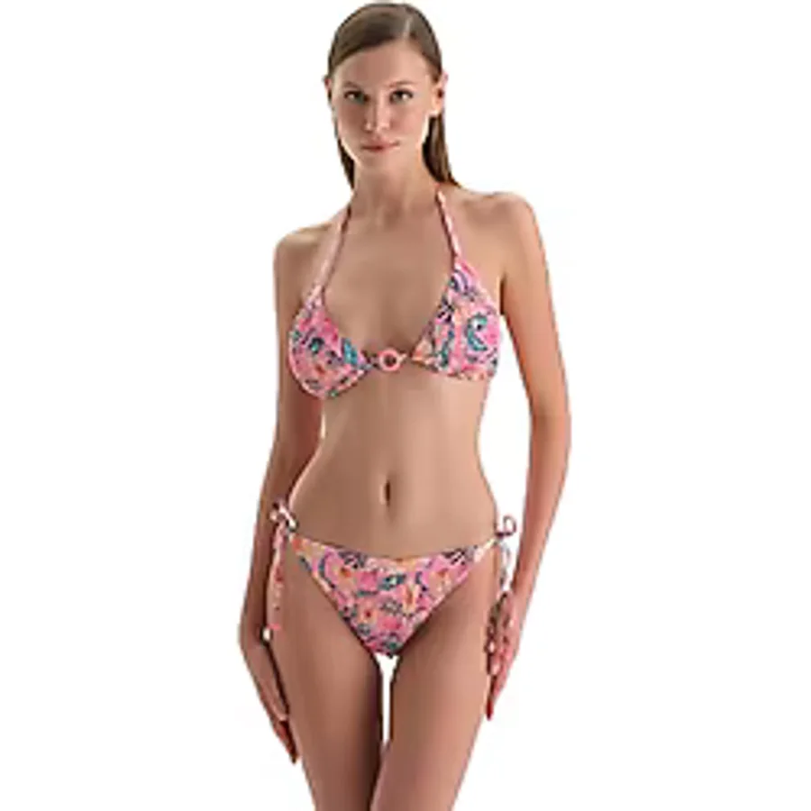 Dagi Kadın Üçgen Küçük Bikini Üst, Örme, Somon, 38